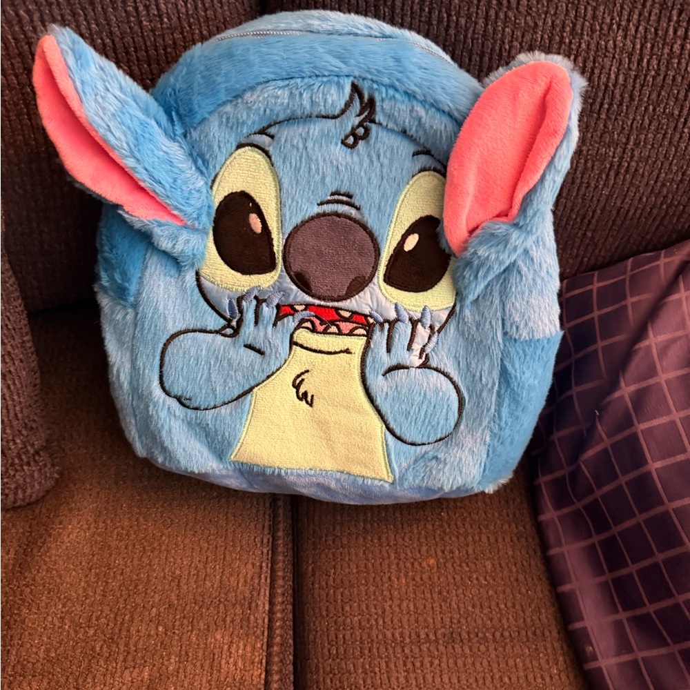 Blue and Pink Plush Character Backpack Stitch